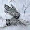 men's fashion leather gloves with houndstooth woven fabric