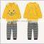 children clothes for boy 2 pcs set cotton material yellow coat with stripe pants