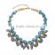 Blue beads with leaf alloy choker statement necklace 2015, chunky necklace, heavy indian bridal necklace sets