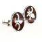 Custom round stainless steel Wood Keyhole Cufflinks with logo