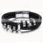 Stainless Steel Buckle Braided Leather Wrap Bracelet