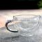 new design heat-resistant double wall crystal tea or coffee cup set with black color crystals in the handle