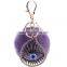 8cm Rex Rabbit Fur Ball Keychain 8Colors Car Ornaments Bag Pendant Keyring Valentine's Big Turkey Eyes Fur Pom Pom Keychain