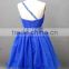 Latest Designs One Shoulder Ruffled Beaded Custom Made Mini Cocktail Occasion Party CD070 cocktail dresses short royal blue