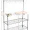 Modern Kitchen 4-Tier Rack Wire Shelving Shelf With Wood Cutting Board