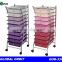Colorful storage drawer cart with wheels, 3 tier storage plastic box trolley
