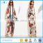 Hot fashion 2017 Spring long sleeve floral printed long beach wear kimono