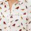 2016 Plain White Casual Long Sleeve With Animal Printing Shirt for Girls