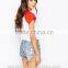 Womens Fashion Sporty Cap Sleeve Crop T Shirt Ladies' Rib Cap Sleeve Raglan T-shirt Womens Cotton Cap Sleeve Baseball T-Shirt