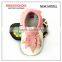 Pink Leaves Rubber Sole Baby Shoes Genuine Leather High Quality Kids Shoes