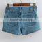 EY0613P Europe Style 2017 Ladies High Waist Washed Denim Shorts