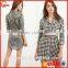 Hot seller slim pencil women dress,grid patterned women dress shirts