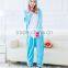 Hot selling Full body Winter animal pajamas blue unicorn costume