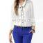 CHEFON Custom embroidered womens white long sleeve cotton blouse 2016