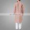2017 Men Rust Tunic Tops Linen Blend Kurta Pants Set Good Quality Islamic Clothing