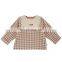 6572/Embroidered plaid square turn-down collar girls shirts high quality causal sweet top