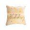 Home Decorative Digital print and Embroidery Warm Light Yellow Happy Slogan Cushions Covers Pillow Cases with Pom Pom