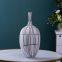 Novelty Large Black And White Lines Polishing Ceramic Olive Vase For Hallway Decoration