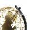 hot selling gold color iron metal sculpture hollow out rotation decorative world globe