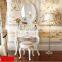 Fancy Bedroom paulownia white black vanity table set with bench stool
