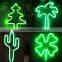LED Neon Light Clover Cactus Shape Wall Mounted LED Decorative Channel Letter Logo Sign Christmas Tree Neon Sign for Holiday