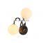 Factory Cheap Double Heads Home Hotel Fashion Bedside Decorative glass shade gold black indoor headboard reading wall light