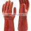 Long Cuff Heavy Duty Cotton Lining Orange PVC Rubber Fully Coated Liquid Chemical Resistant Work Gloves