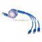 Retractable Charger Cable 3in1 charging cable For mobile Phone Charging