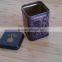 Small colored tea sample tin box