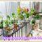 Window decor country style black metal flower pot rack hanging handrail iron basket holder