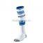 wholesale custom cheap striped club white blue soccer socks