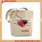 Recyclable foldable cotton canvas tote bag, print logo tote bag cotton for shopping