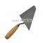 Bricklaying trowel with wooden handel, carbon steel blade, eucalpytus wooden handle