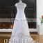 New Design Scoop Neck Cap Sleeve Beads Embroidered A-line Taobao Wedding Dress