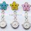 Star Smile Shape Metal Stanless steel Nurse Quartz Pocket Clip On Fob Watch
