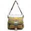 Vintage Leather Canvas College Student Shoulder Bag Trendy Messenger Bag