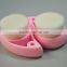 Pink green handle Top selling face cleansing makeup brush handheld gold ferrule with natural synthetic hair brushes