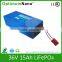 Over 2000 times lifecycle 36v lifepo4 battery pack 10ah-30ah