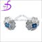 Rhodium plating 925 sterling silver gemstone flower stud earring