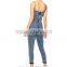 Made in china spaghetti strap blue two pockets sleeveless long jumpsuit