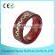 Natural Red Wooden Ring with Metal Piece Inlay