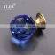 light blue old fashion brass metal cabinet handles kitchen glass knobs
