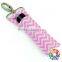 Cotton Light Pink Chevron Lipstick Holder Cheap Customized Key Chain