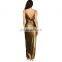 Gold Runway High Slit Sexy Drapery Slim Fit Backless Maxi Designer One Piece Party Dress