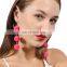 Women Vintage Faux Fur Plush Ball Beads Drop Earrings Long Chain Party Earrings