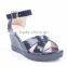 2016 new style high heel platform wedge stylish woman sandals cheap with shiny upper