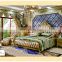 High luxury European Antique Wood Bed Frame King Size Bedroom Furniture