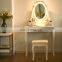 10 Led Lights Removable Top Organizer Multi-Functional Vanity Dressing Table Set with Makeup Mirror
