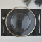Custom 13 inch Vintage Party Banquet Plastic Beads Clear Table Charger Plates With Gold Rimmed
