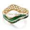 Womens 2015 Jewellery Waves Shaped Gold Plated Green Color Enamel Bangle